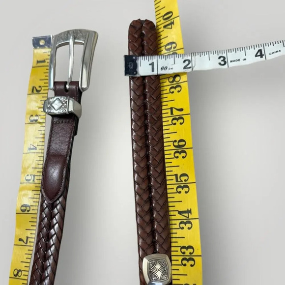 Brighton Vintage Leather Braided Western Concho Studded Belt Size L/34  Brown - Picture 8 of 8